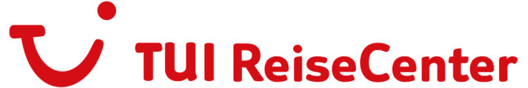 TUI-Logo links mit rotem Schriftzug "TUI ReiseCenter" auf weißem Hintergrund